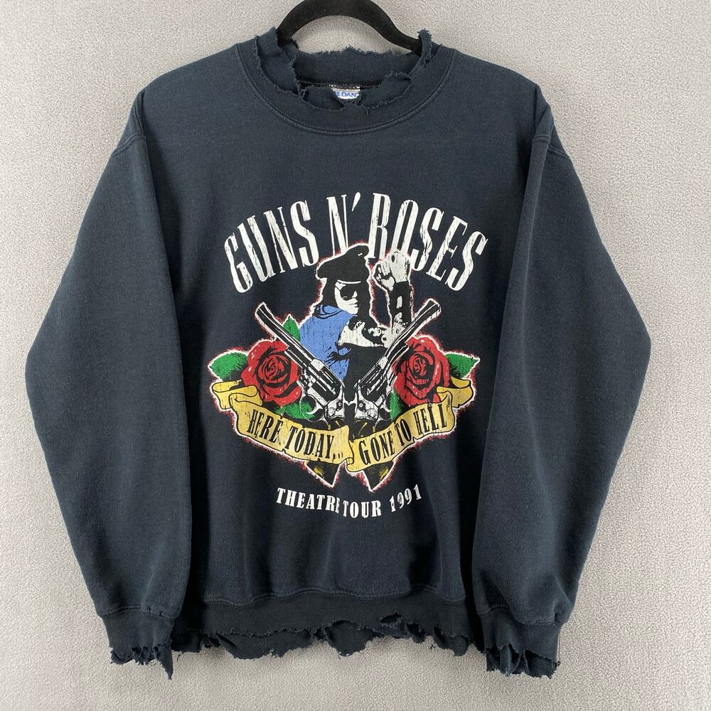 Urban Outfitters Distressed Guns N Roses Theater‎ Tour 1991 Sweatshirt S Black